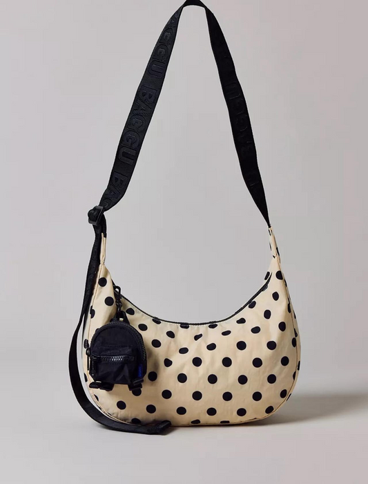 Polka Dots Bowler Bag Cream With Black Polka Dots