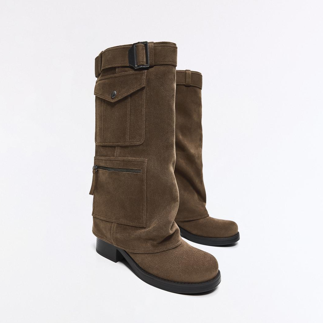 Flat Boots with Pant Pockets