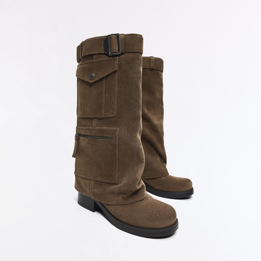 Flat Boots with Pant Pockets