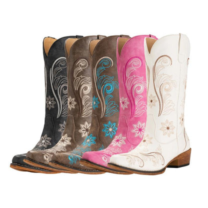 Cowgirl Mid Calf Western Boots Pointy Toe Boots