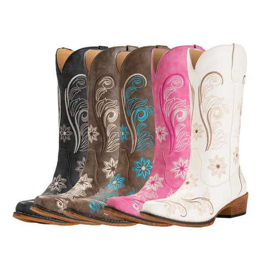 Cowgirl Mid Calf Western Boots Pointy Toe Boots