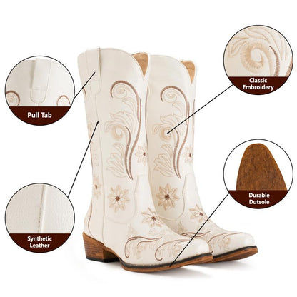 Cowgirl Mid Calf Western Boots Pointy Toe Boots