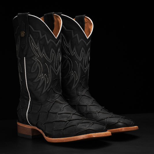 Matte Black Pirarucu – Square Toe