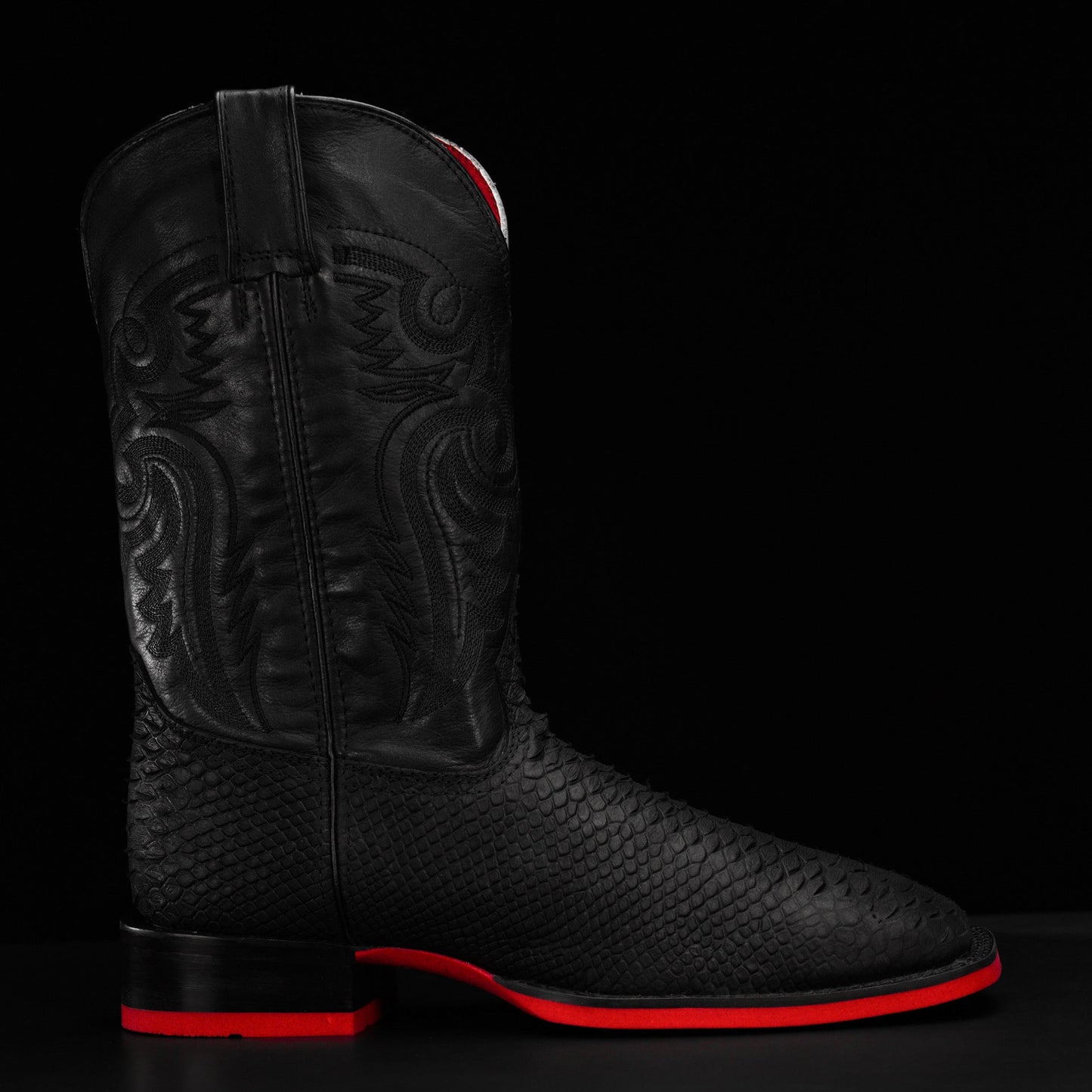 Matte Black Python Boots – Square Toe