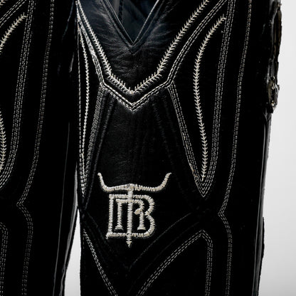 Black/White Jumbo Python Leather Boots - Square Toe