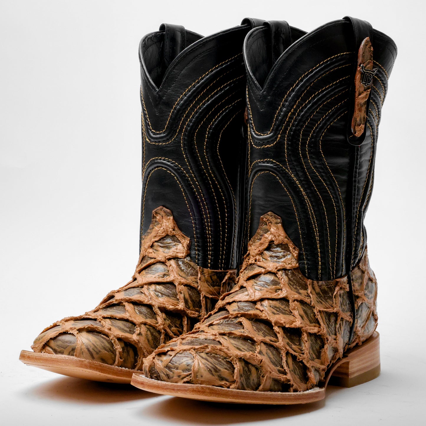 Light Brown Rustic Jumbo Pirarusu Leather Boots