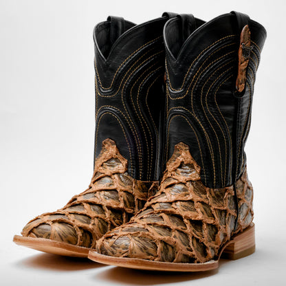 Light Brown Rustic Jumbo Pirarusu Leather Boots