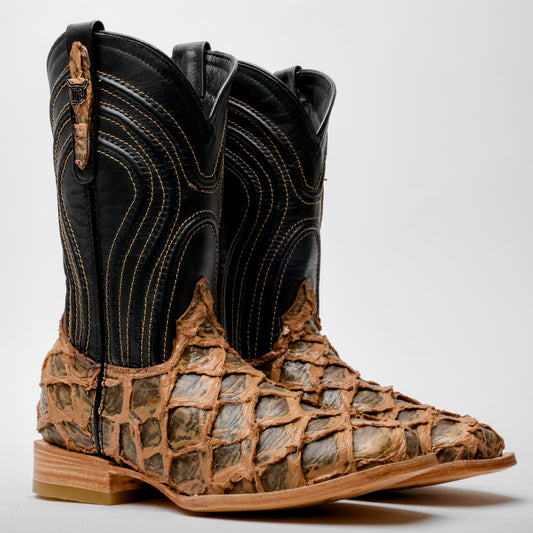 Light Brown Rustic Jumbo Pirarusu Leather Boots