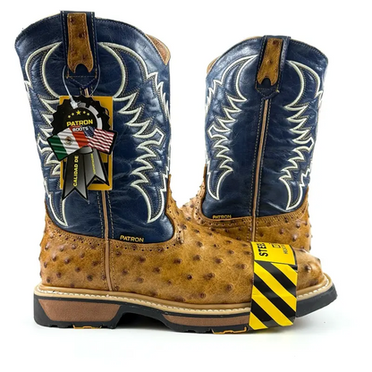 Ave Orix Ostrich Print Steel Toe Patron Work Boots
