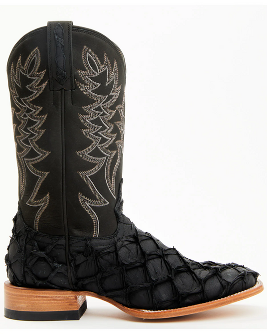 Cody James Men's Exotic Pirarucu Black Boots - Broad Square Toe