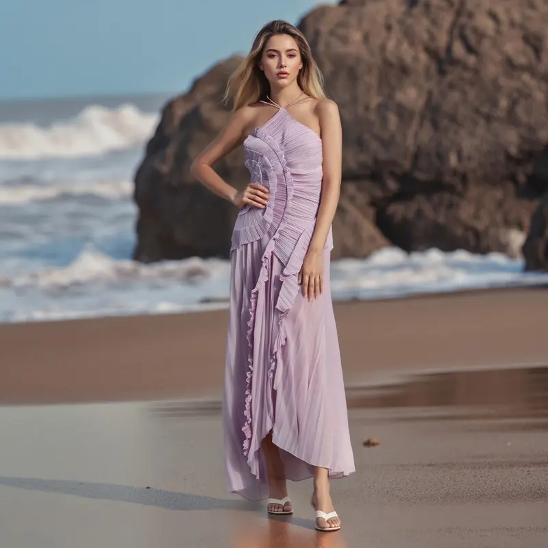 Women's Sexy Ruffle Halter Dress