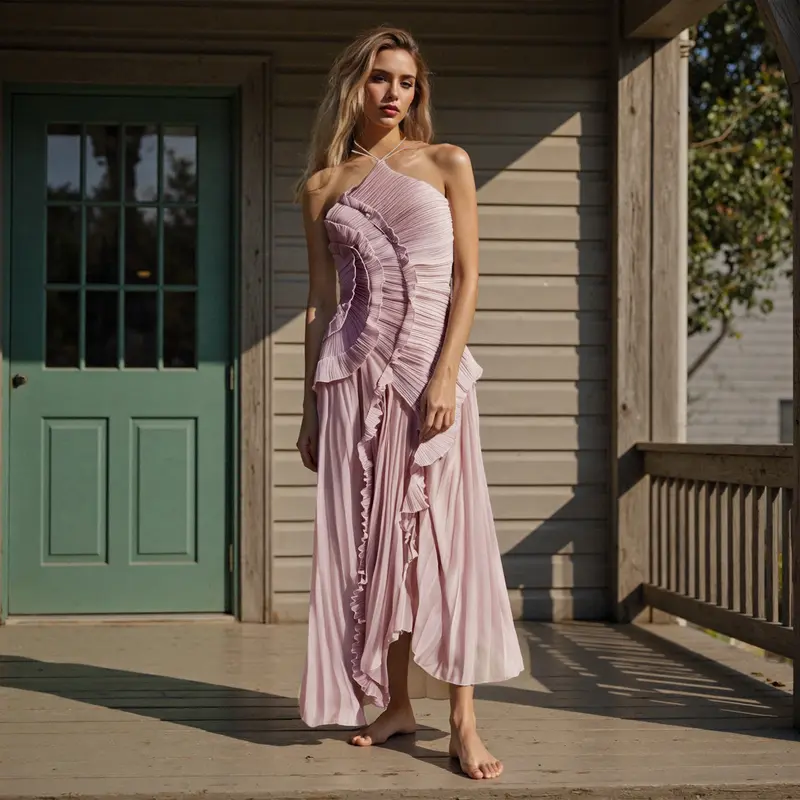 Women's Sexy Ruffle Halter Dress