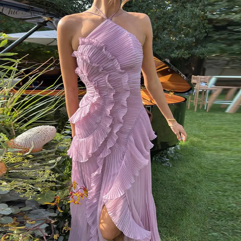 Women's Sexy Ruffle Halter Dress