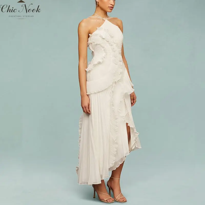 Women's Sexy Ruffle Halter Dress