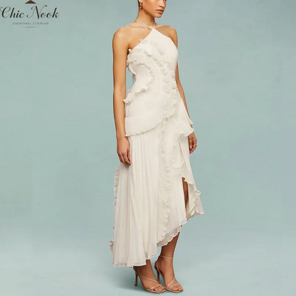 Women's Sexy Ruffle Halter Dress