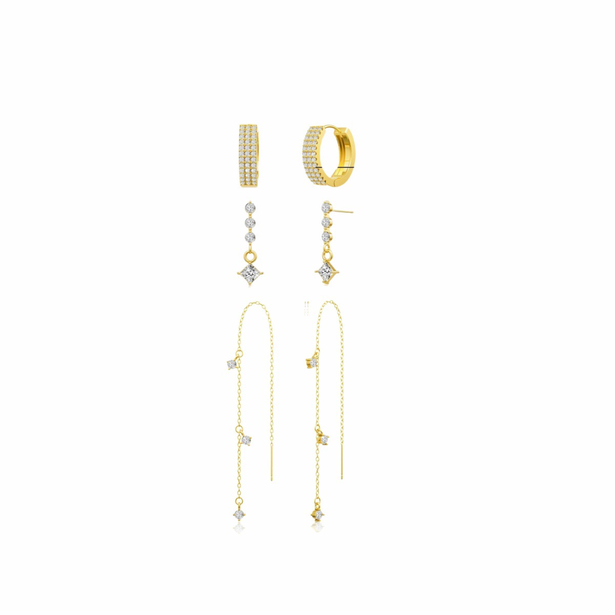 3 Layered Chain Earrings