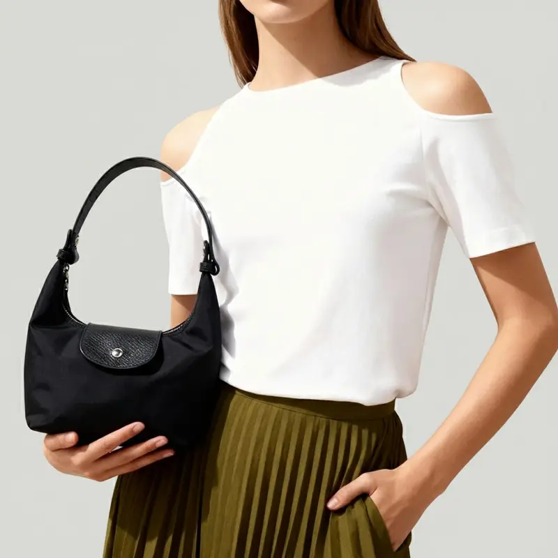 Fashion Crescent Bag Lightweight Durable Nylon Handbag