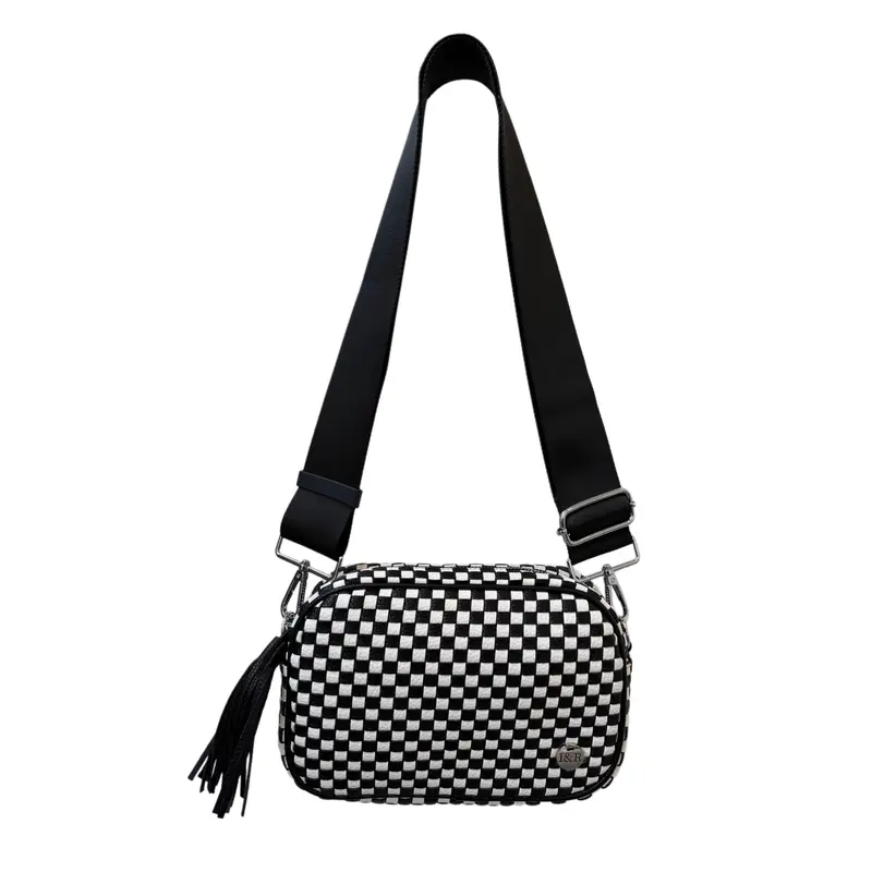 Weave Crossbody Bag with Tassels