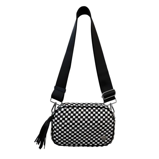 Weave Crossbody Bag with Tassels