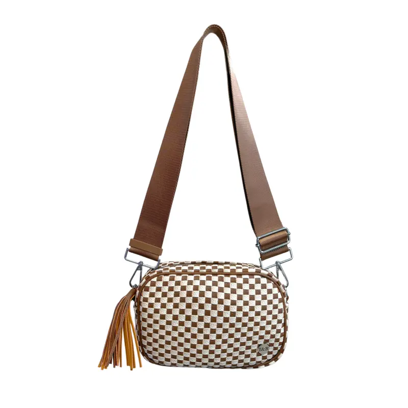 Weave Crossbody Bag with Tassels