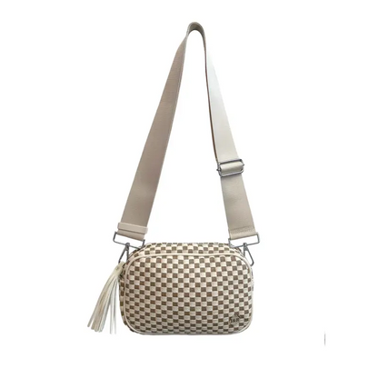 Weave Crossbody Bag with Tassels