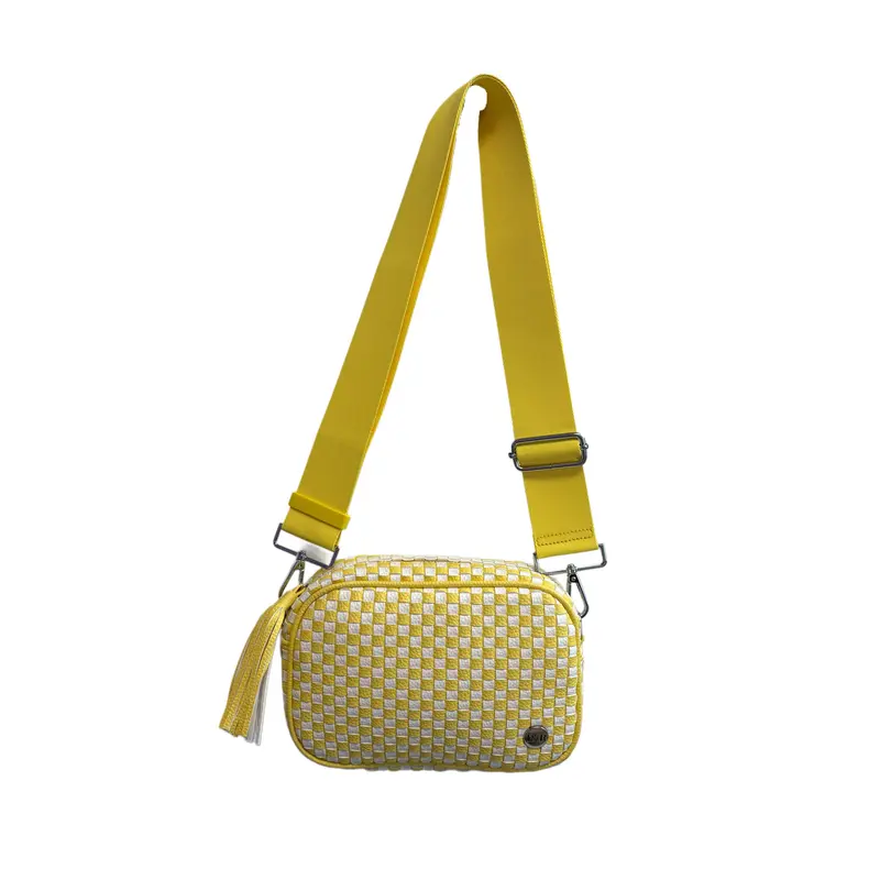 Weave Crossbody Bag with Tassels
