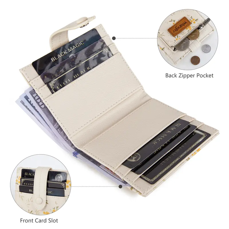 Womens Small Wallet Bifold RFID Credit Card Holder with Multiple Credit Card Slots