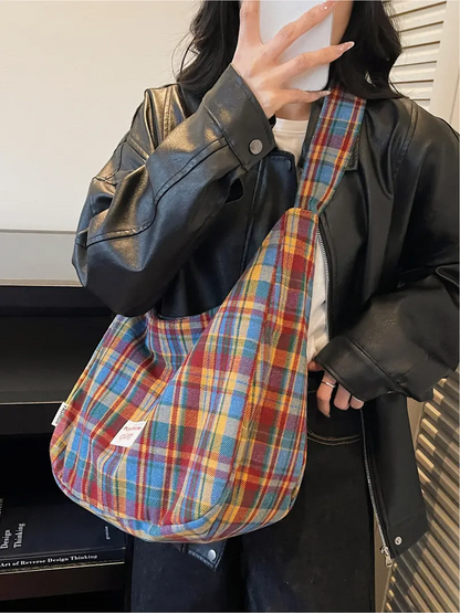 Retro Plaid Underarm Bag