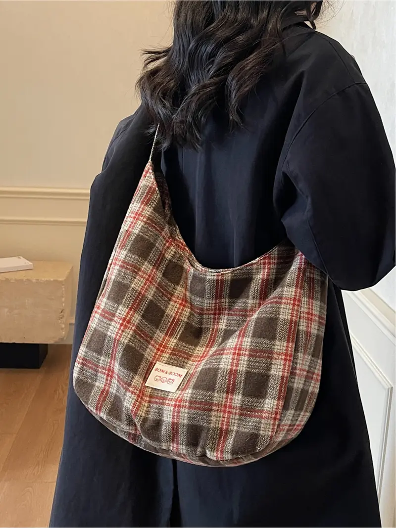 Retro Plaid Underarm Bag