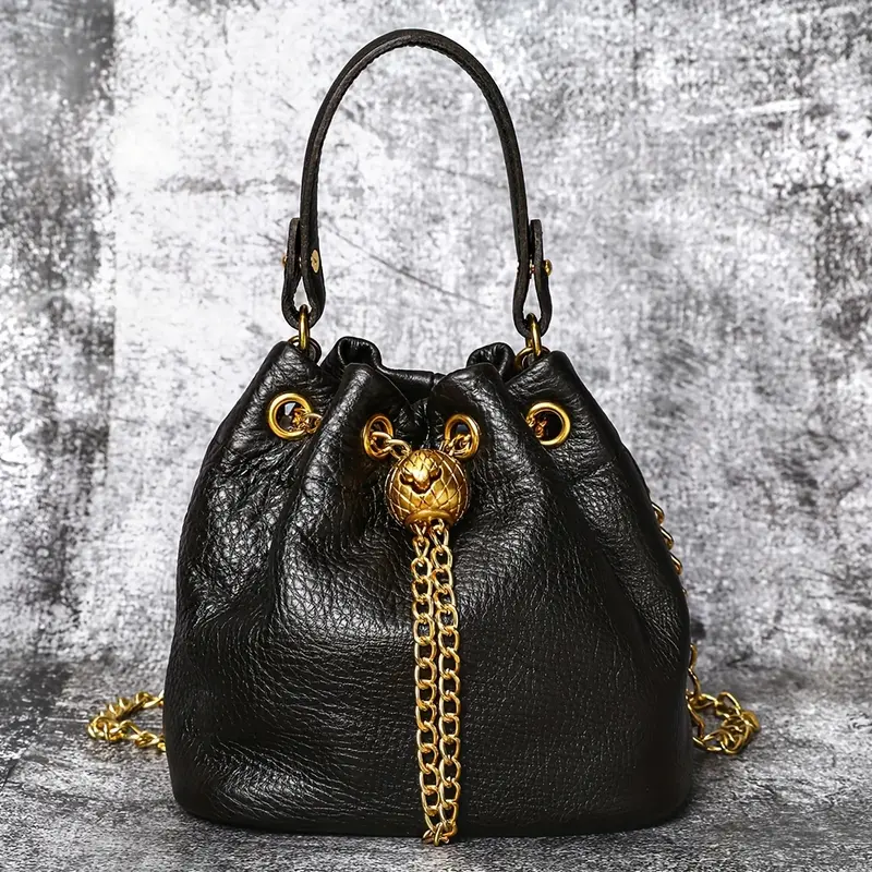 Ladies' First-Layer Cowhide Bucket Bag