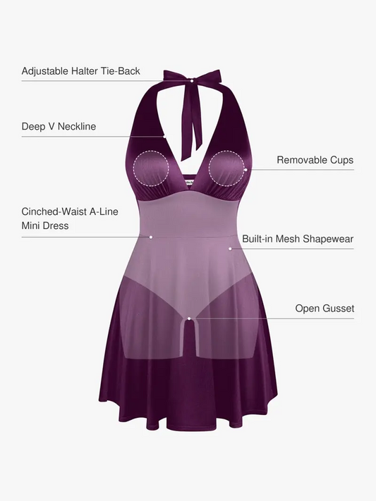 Women's Satin Halter Neck Dress