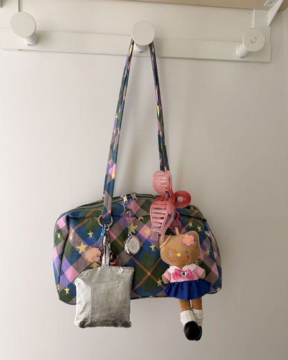 Nylon Bowler Bag - Green Star Plaid