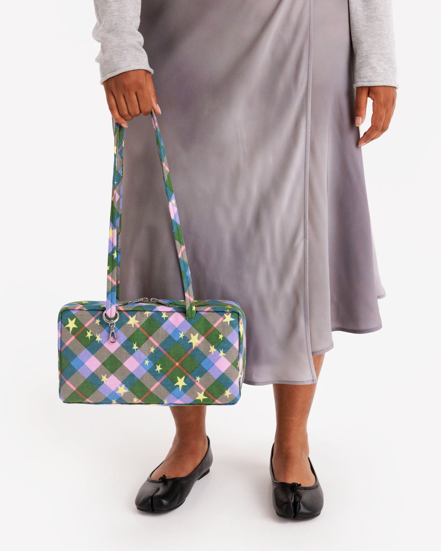 Nylon Bowler Bag - Green Star Plaid
