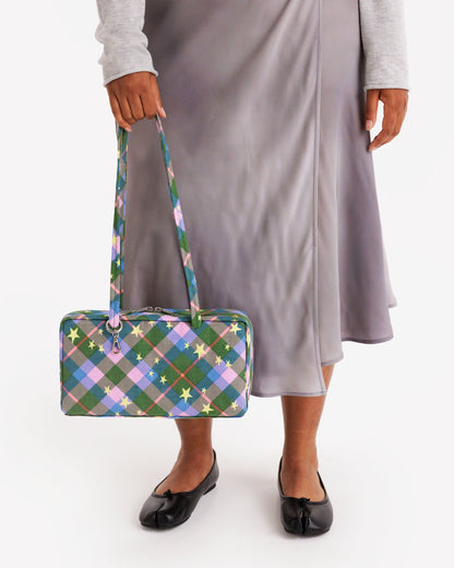 Nylon Bowler Bag - Green Star Plaid