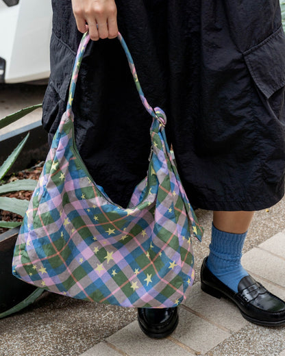 Nylon Shoulder Bag - Green Star Plaid