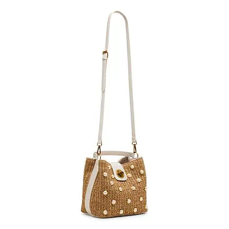 Betsey Johnson Pearl Raffia Bucket Bag