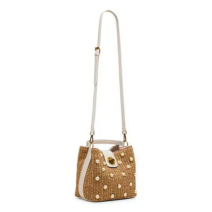 Betsey Johnson Pearl Raffia Bucket Bag