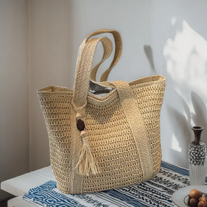 [Summer Limited Edition] Buy Bag Get Hat FREE! Women's Handmade Straw Tote Bag + Sun Hat Set