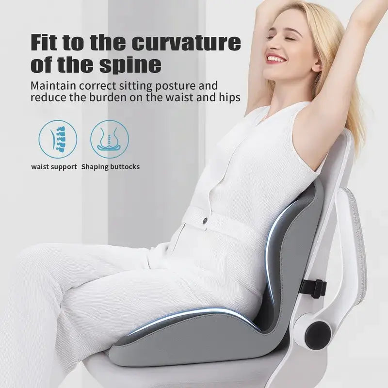 Ergonomic Memory Foam Seat Cushion with Lumbar & Back Support