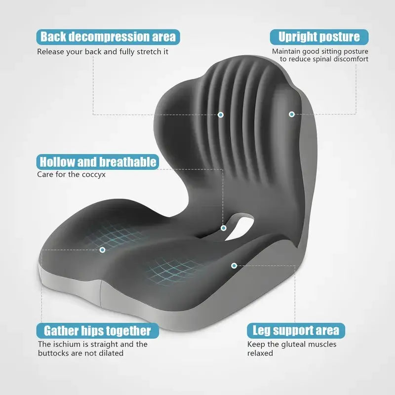 Ergonomic Memory Foam Seat Cushion with Lumbar & Back Support