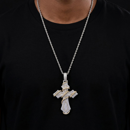 Iced Out Two-tone Thorn Cross Pendant