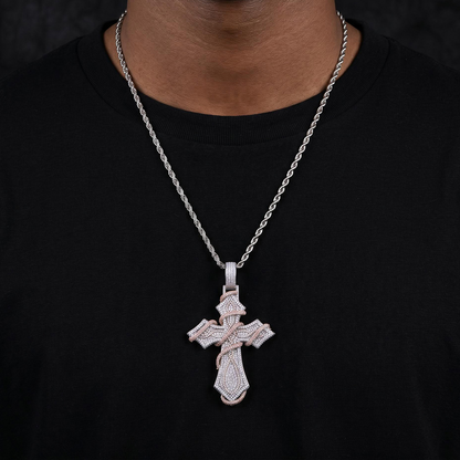 Iced Out Two-tone Thorn Cross Pendant
