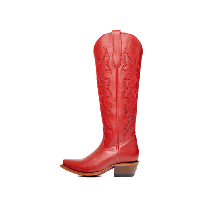 Tall Red Bottom Snip Toe Cowgirl Boots
