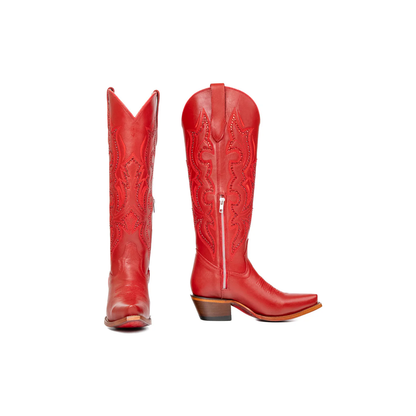 Tall Red Bottom Snip Toe Cowgirl Boots