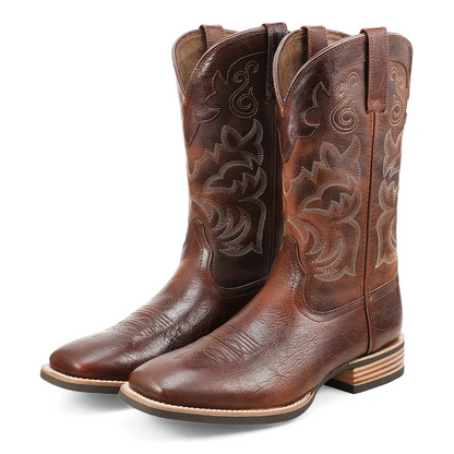Hand Painted Western Cowboy Boots, Full Grain Cowhide Upper & Shaft