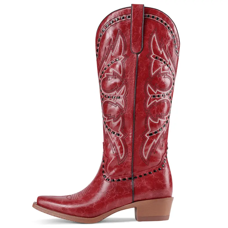 Women's Woven-Texture Western Cowboy Boots