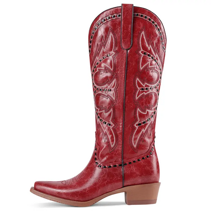 Women's Woven-Texture Western Cowboy Boots