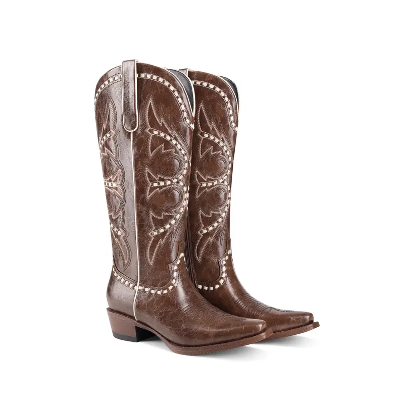 Women's Woven-Texture Western Cowboy Boots