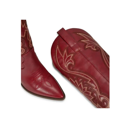 Western Cowgirl Cowboy Knee High Boots with Embroidered Pointed Toe
