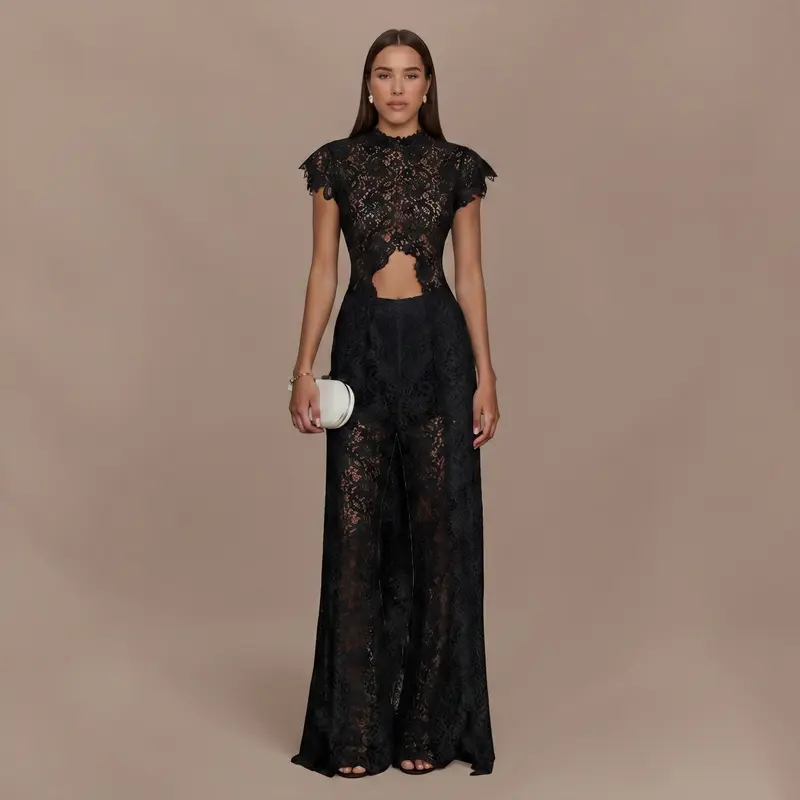 Boho Luxury Resort Wear 2-Piece Outfit Satin Fabric Women's Lounge Set